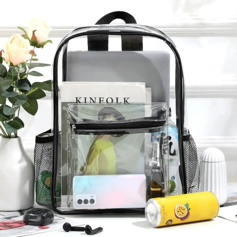 Canvas Backpack Casual - Mochila Transparente de PVC para Esportes
